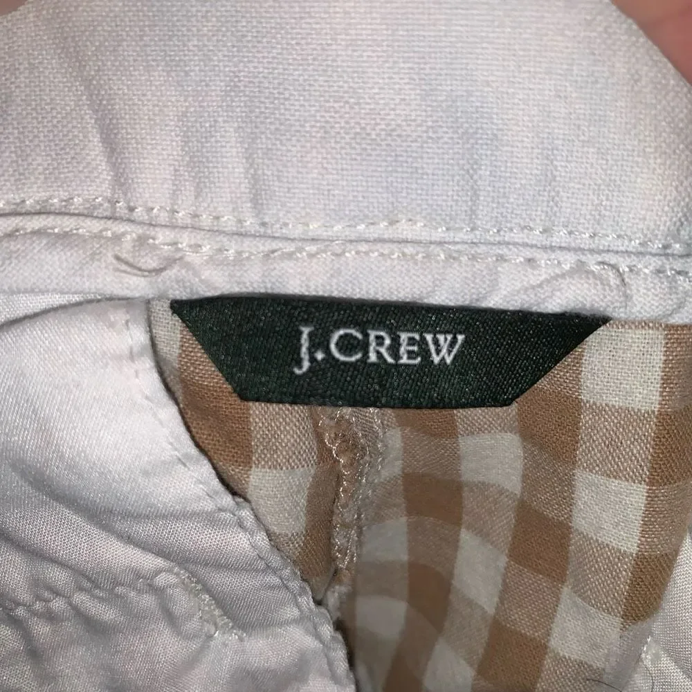 J Crew brown & cream lightweight check flat front preppy shorts